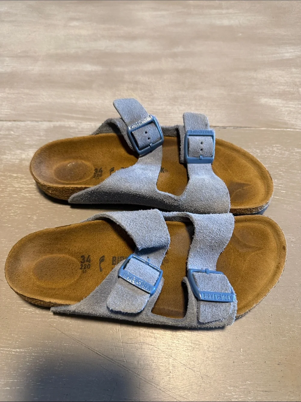 Birkenstock Kids Suede Double-Strap Sandals in Light Blue